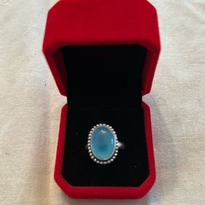 Blue agate sterling ring